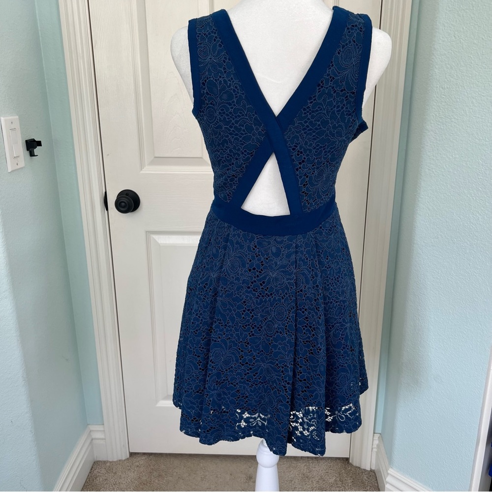 Free People Lovingly In Lace Blue Dress - Picture 5 of 9
